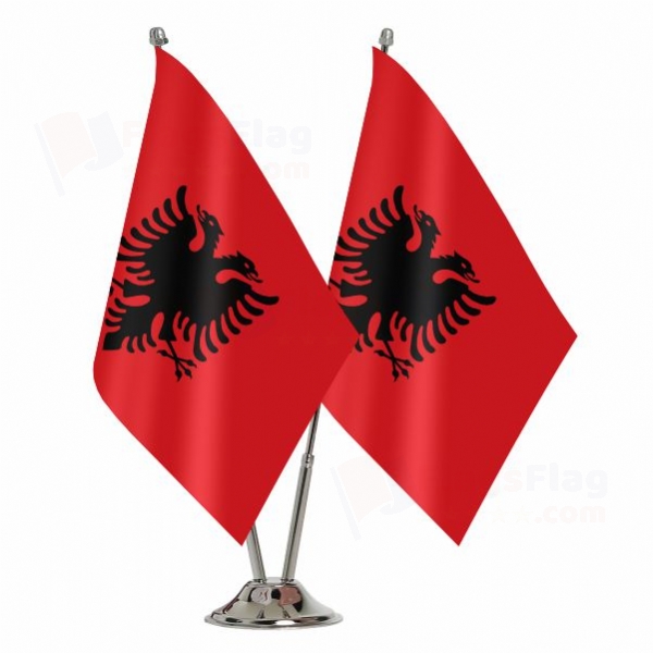 Albania 2 Table Flags