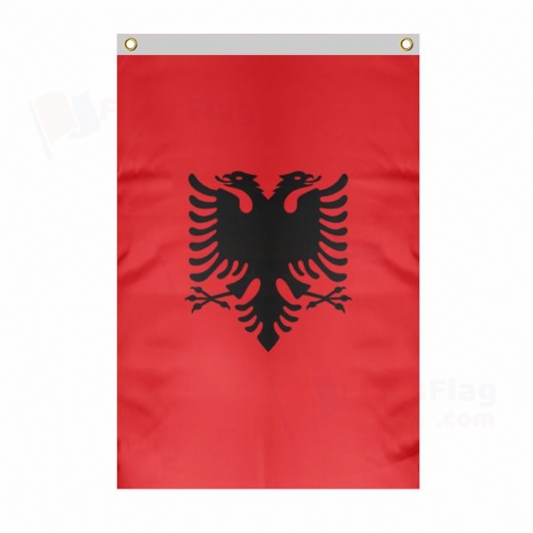 Albania Large Size Flag Hanging on Building