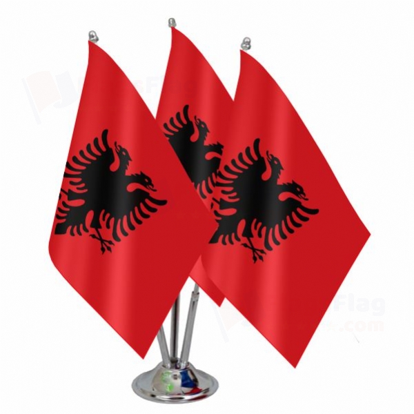 Albania Triple Table Flag