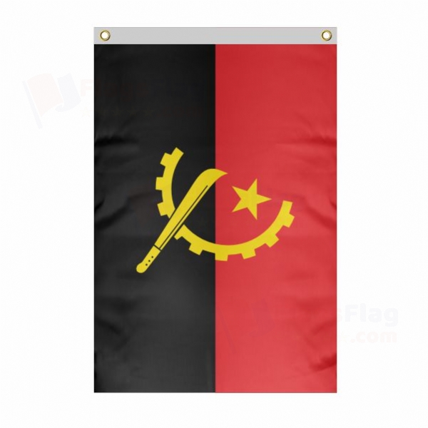 Angola Large Size Flag Hanging on Building