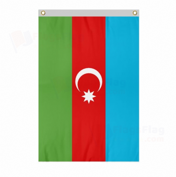 Azerbaijan Large Size Flag Hanging on Building