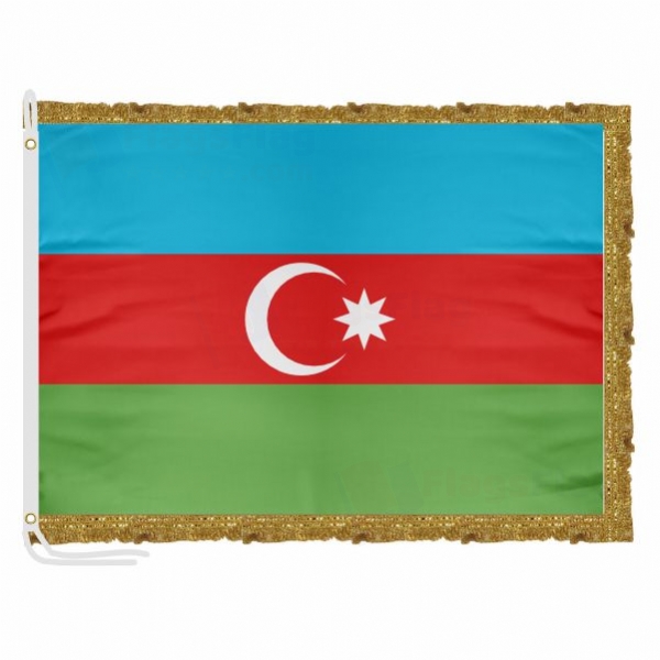 Azerbaijan Satin Office Flag