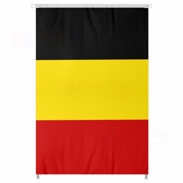 Belgium Large Size Flag Hanging on Building
