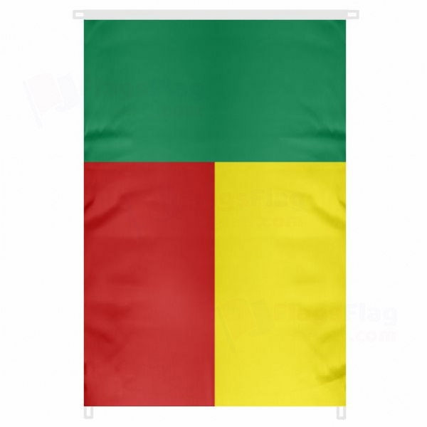 Benin Large Size Flag Hanging on Building