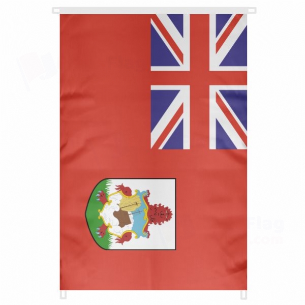 Bermuda Large Size Flag Hanging on Building