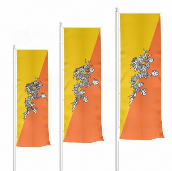 Bhutan Vertically Raised Flags