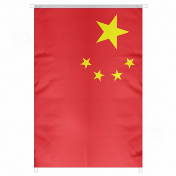 Chinese Large Size Flag Hanging on Building