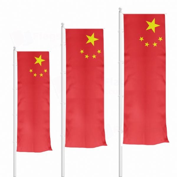 Chinese Vertically Raised Flags