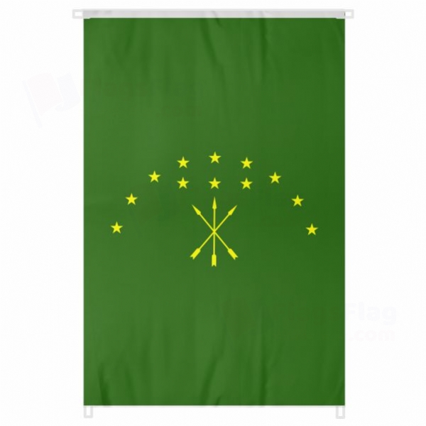 Circassians Large Size Flag Hanging on Building