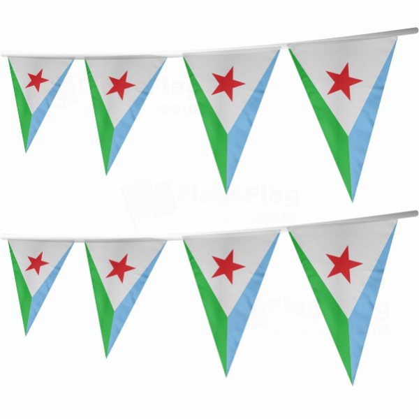 Djibouti Stringed Triangle Flag