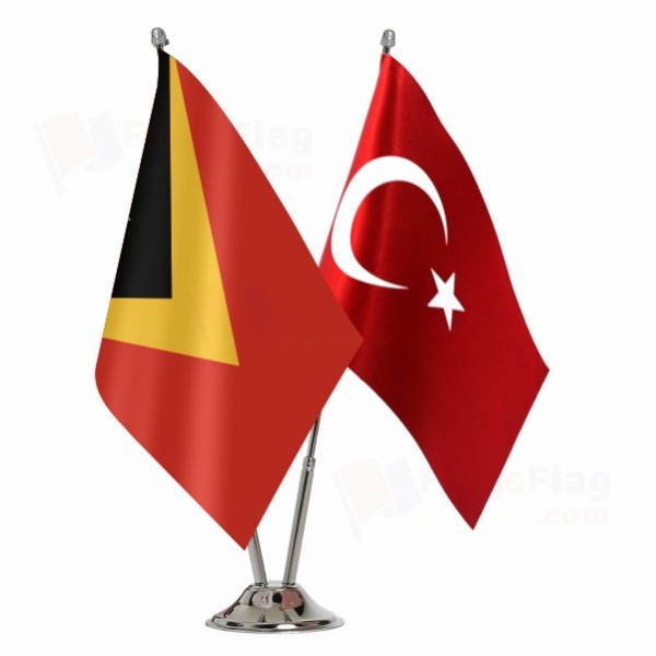 East Timor 2 Table Flags