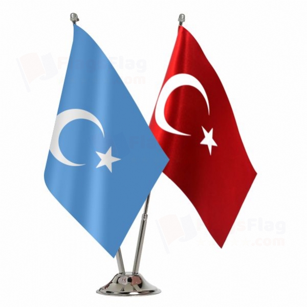 East Turkestan 2 Table Flags