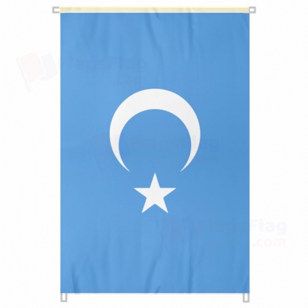 East Turkestan Large Size Flag Hanging on Building