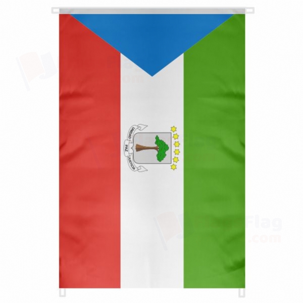 Equatorial Guinea Large Size Flag Hanging on Building