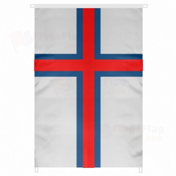 Faroe Islands Large Size Flag Hanging on Building