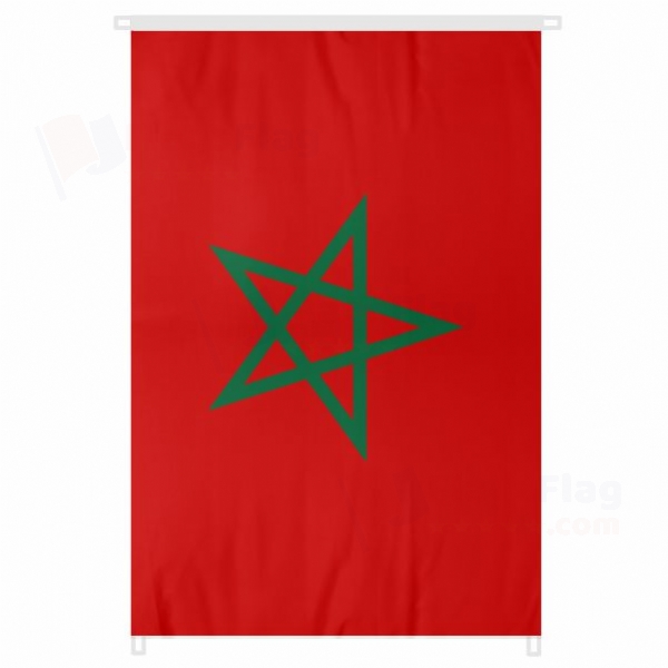 Morocco Large Size Flag Hanging on Building