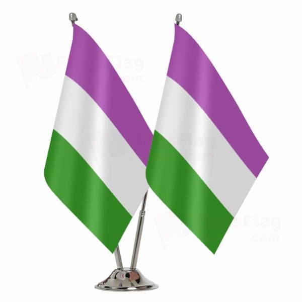 Rainbow Genderqueer Binary Table Flag