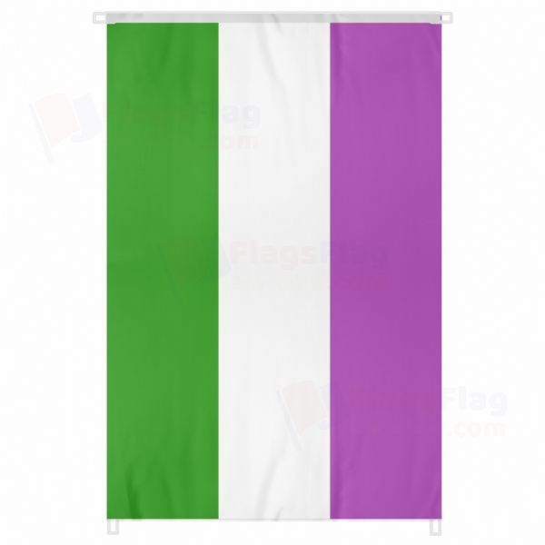 Rainbow Genderqueer Large Size Flag Hanging on Building