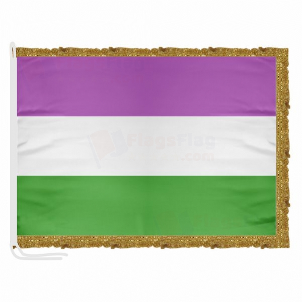 Rainbow Genderqueer Satin Office Flag