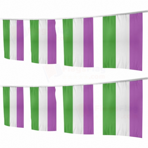 Rainbow Genderqueer Square String Flags