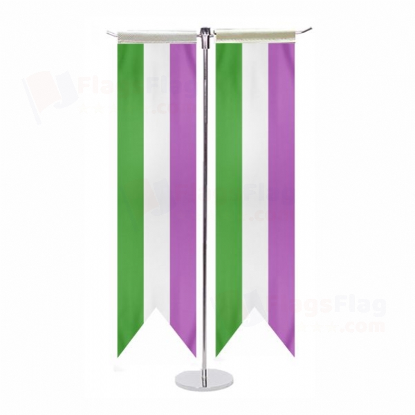 Rainbow Genderqueer T Table Flags