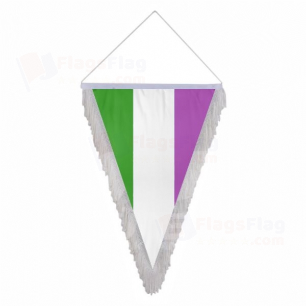 Rainbow Genderqueer Triangle Fringed Streamers