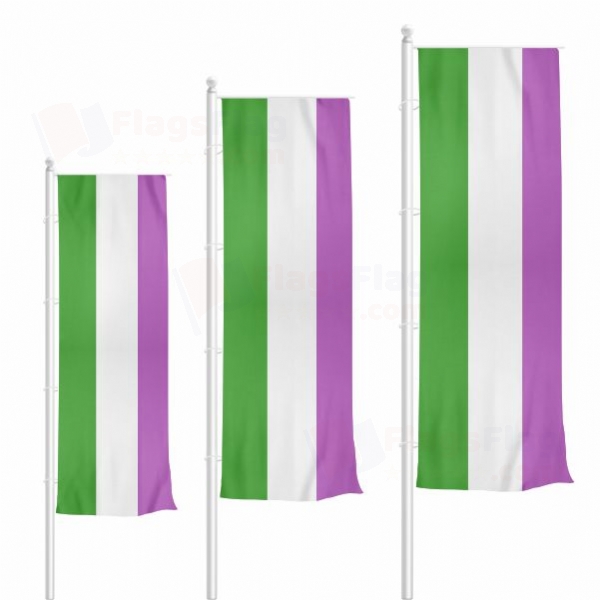 Rainbow Genderqueer Vertically Raised Flags