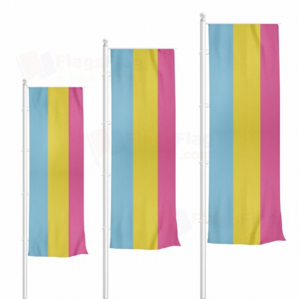 Rainbow Pansexual Vertically Raised Flags