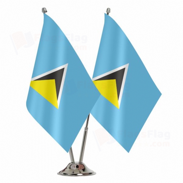 Saint Lucia 2 Table Flags