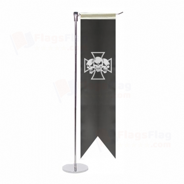 Skull ron Cross L Table Flag