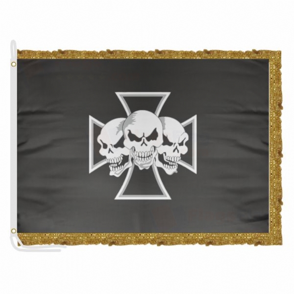 Skull ron Cross Satin Office Flag