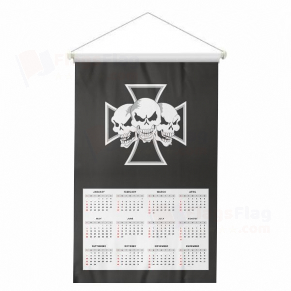 Skull ron Cross Woven Fabric Digital Printing Calendar