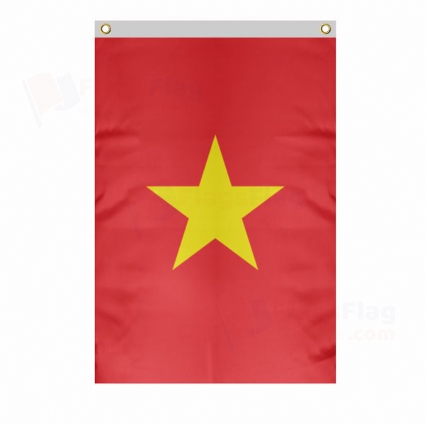 Vietnam Large Size Flag Hanging on Building